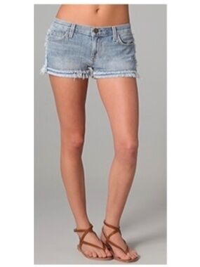 Current/Elliot double-frayed Boyfriend low-rise jean shorts-size 28